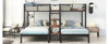 Metal Twin over Twin & Twin Bunk Bed, Triple Bunk Bed with Storage Shelves Staircase, Black