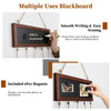 Wooden Hanging Picture Frame Photo Display String Ropes with 30 Clips Writable Blackboard Wall Decoration Postcard Artwork Picture Organizer
