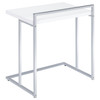 White High Gloss Rectangular Top Snack Table with Metal Legs