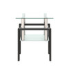 1-Piece Modern Tempered Glass Tea Table Coffee Table End Table, Square Table for Living Room, Transparent/Black