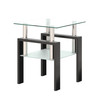 1-Piece Modern Tempered Glass Tea Table Coffee Table End Table, Square Table for Living Room, Transparent/Black