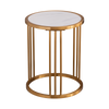 Sintered stone round side/end table with golden stainless steel frame
