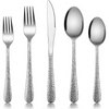 Hammered Silverware Set for 8, VeSteel 40-Piece Stainless Steel Flatware Cutlery Set, Includes Knives, Forks, Spoons, Modern Design & Mirror Polished - Dishwasher Safe