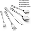 Hammered Silverware Set for 8, VeSteel 40-Piece Stainless Steel Flatware Cutlery Set, Includes Knives, Forks, Spoons, Modern Design & Mirror Polished - Dishwasher Safe