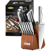 15-Piece Kitchen Cutlery Knife Block Set Built-in Sharpener Stainless Steel