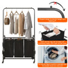 3 Bags Laundry Sorter with Garment Hanging Bar Laundry Hamper Rolling Cart Laundry Basket Organizer with Lockable Wheels 3 Removable Bags