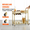 2 Tiers Gold Metal Bar Serving Cart with Wine Rack Glass Holder 120 LBS