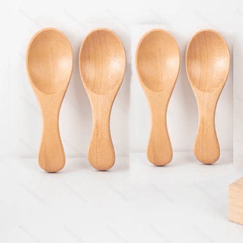 4Pcs Mini Wooden Spoons; Small Spice Condiment Spoon; Sugar Tea Coffee Scoop; Short Handle Wood Spoon; Jam Mustard Ice Cream Wood Spoons; Kitchen Gadgets