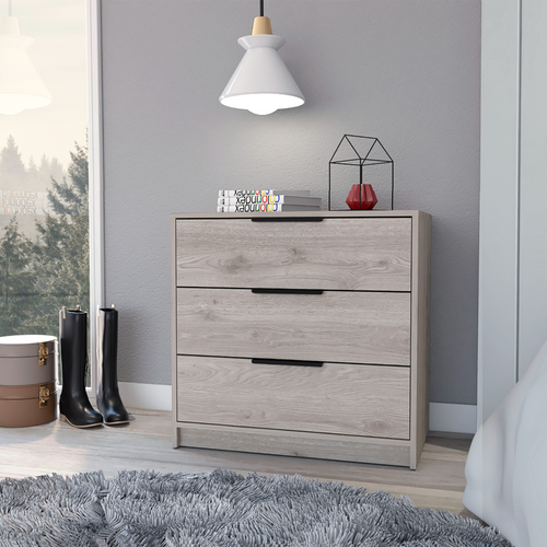 Egeo 3 Drawers Dresser, Superior Top, Light Gray