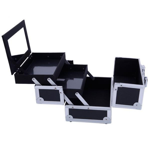 Portable travel makeup box cosmetics box with mirror can be folded to storage box