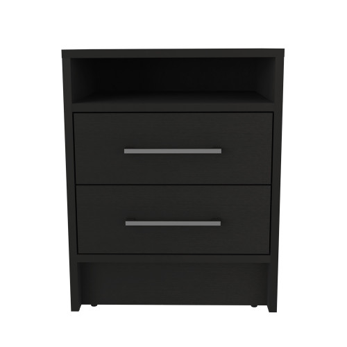 Nightstand Cartiz, Two Drawers, Black Wengue Finish