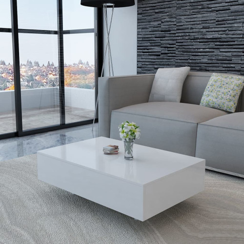 Coffee Table High Gloss Square White