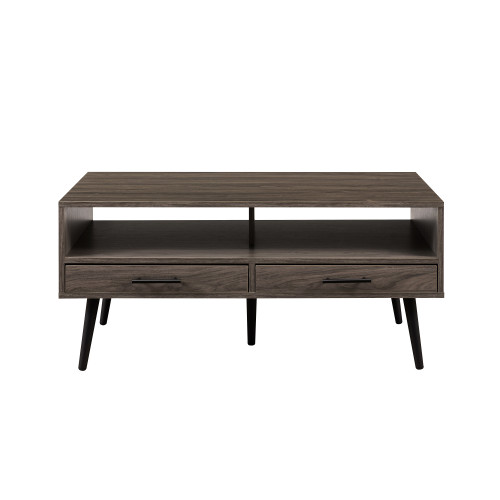 Contemporary 2-Drawer Low Coffee Table – Slate Grey
