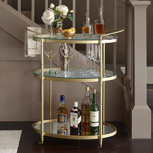 Classic Gold Framed 3-Tier Bar Cart Decoration