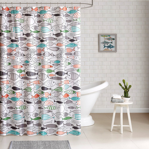 Sardinia Cotton Printed Shower Curtain