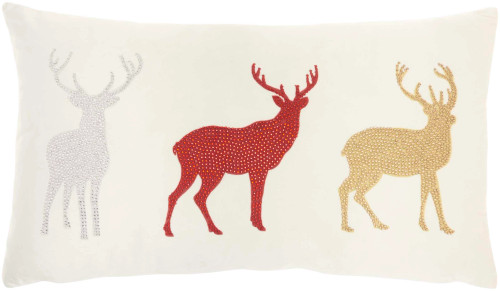 Holiday Sparkle Reindeer Pillow