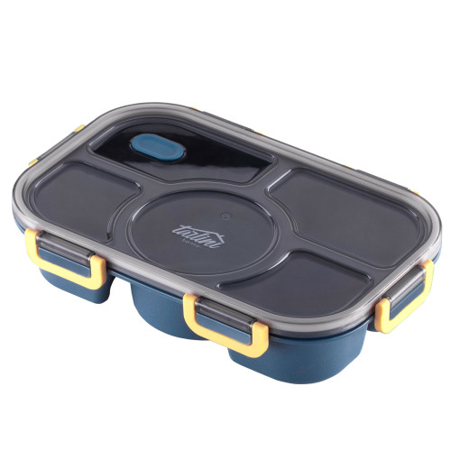 Blue Bento Box Simple Easy Leak Proof BPA Free 5 Compartment Cute Compact bento lunch box for Work Travel 50 Ounces