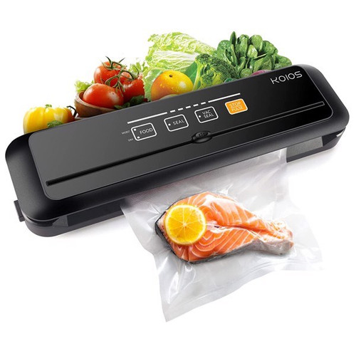 KOIOS Vacuum Sealer Machine, 86Kpa Automatic Vacuum Air food sealer/Built-in Cutter Starter Kit, Dry & Moist Food Preservation Modes, Pulse Function, LED Indicator Lights, Black