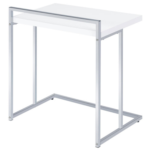 White High Gloss Rectangular Top Snack Table with Metal Legs