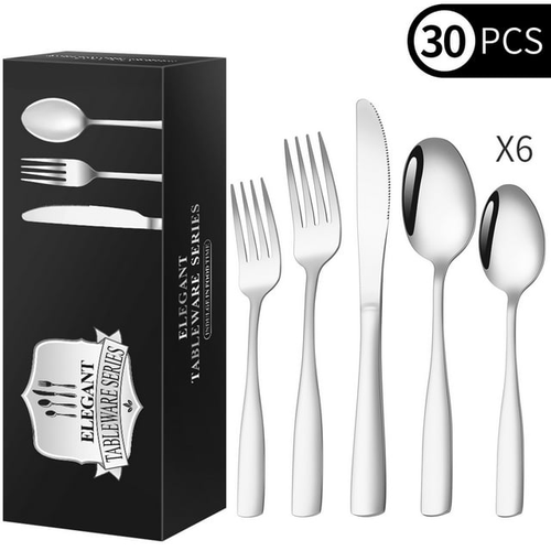 30 Piece Silverware Set for 6, Stainless Steel Flatware Set, Mirror Polished Cutlery Utensil Set,Durable Home Kitchen Eating Tableware Set, Fork Knife Spoon Set,Dishwasher Safe