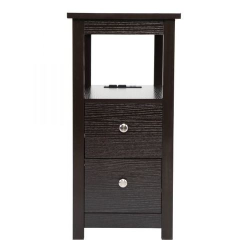Transitional Nightstand with USB Charging Station, Wooden End Table Bedside Table, 2-Drawer Home&Kitchen Storage Cabinet