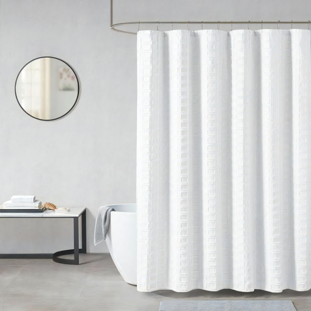 Geometric Tufted Shower Curtain