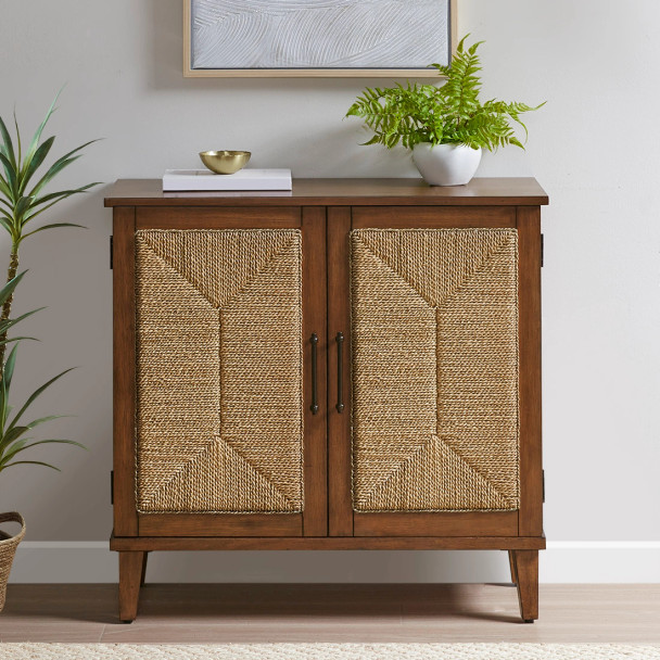 Seagate Elegance: Handcrafted Natural Seagrass Woven Door Cabinet