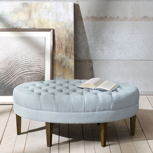 Oval Ottoman Button Tufted Bench