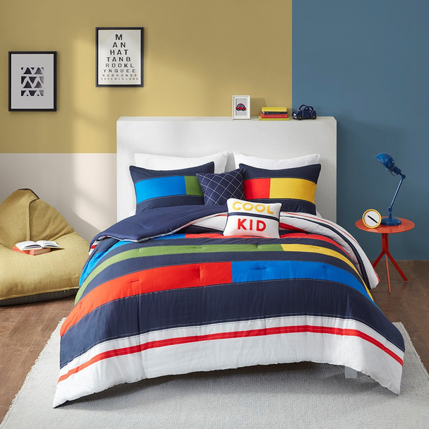 Morris Stripe Printed Comforter and Quilt Set