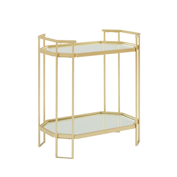 Modern Glam Mirror-Top Accent Table – Pale Gold