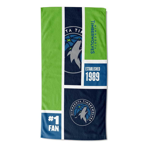 OFFICIAL NBA Colorblock Personalized Beach Towel - Minnesota Timberwolves [Personalization Only]