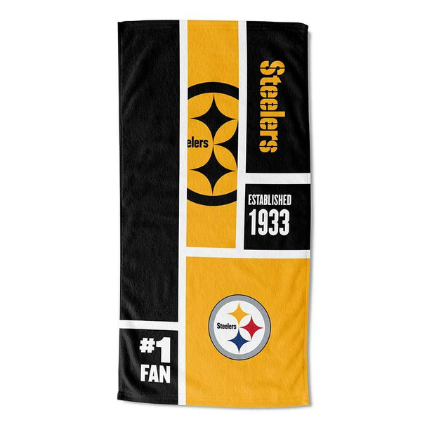 OFFICIAL NFL Colorblock Personalized Beach Towel - Steelers [Personalization Only]