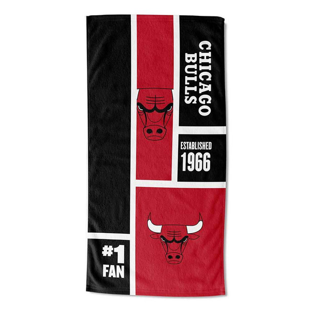 OFFICIAL NBA Colorblock Personalized Beach Towel - Chicago Bulls [Personalization Only]