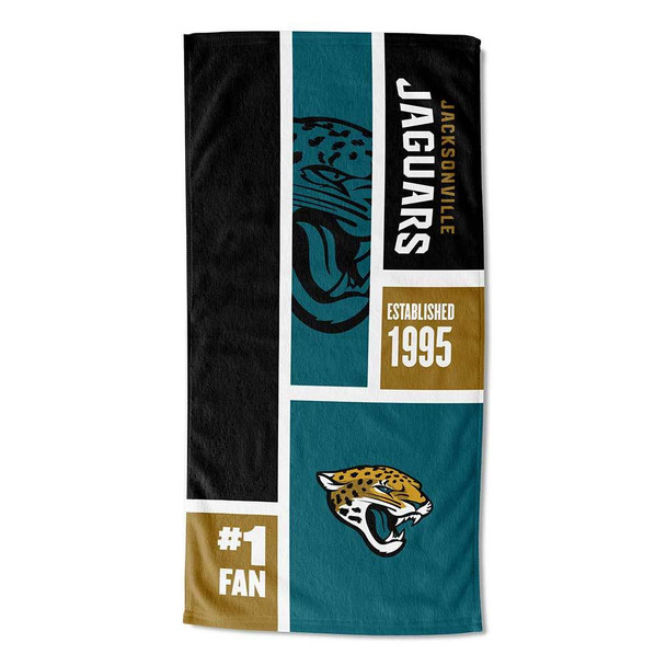 OFFICIAL NFL Colorblock Personalized Beach Towel - Jaguars [Personalization Only]
