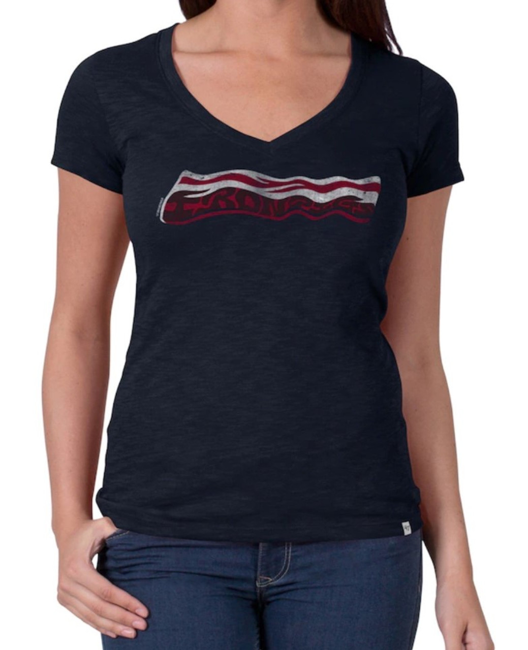 Lehigh Valley IronPigs MiLB '47 Brand Women's Bacon Scrum V-Neck T-Shirt New