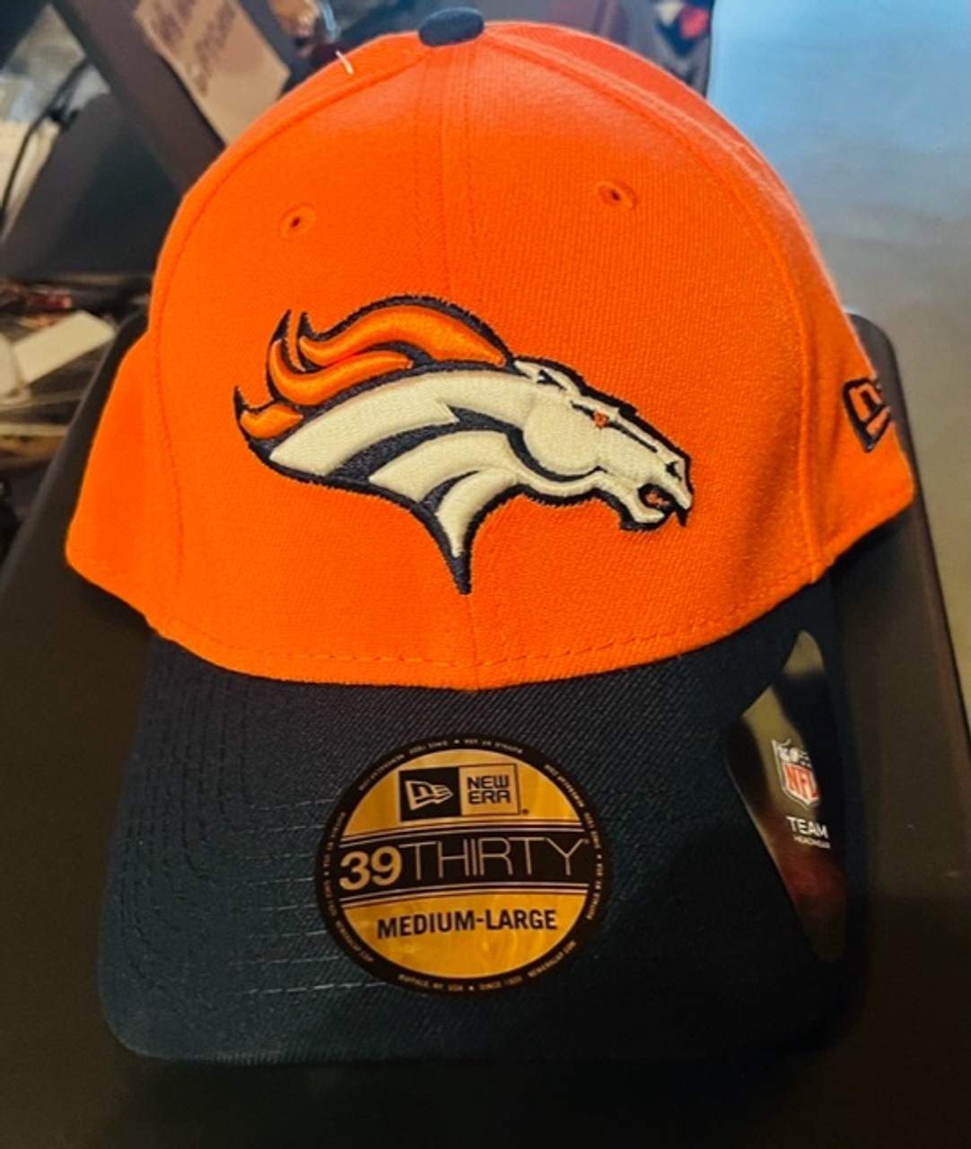 Men's New Era Gray Denver Broncos Throwback Pipe 39THIRTY Flex Hat Size: Small/Medium