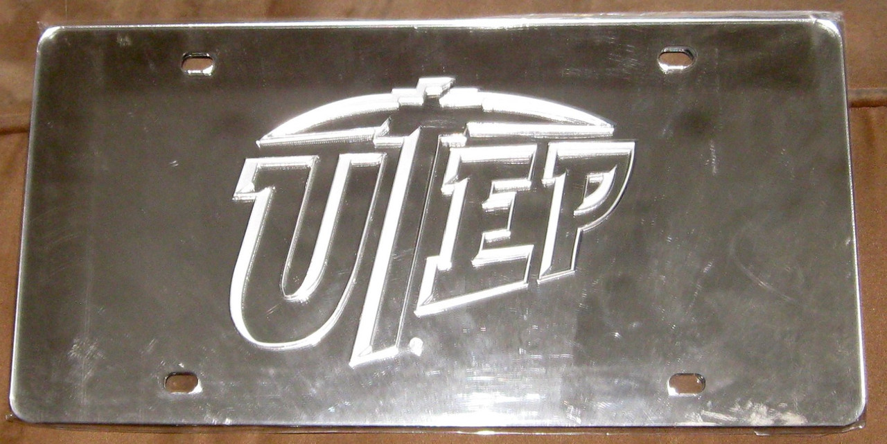 UTEP Miners NCAA Silver Mirrored License Plate UTEP Miners NCAA Silver Mirrored License Plate