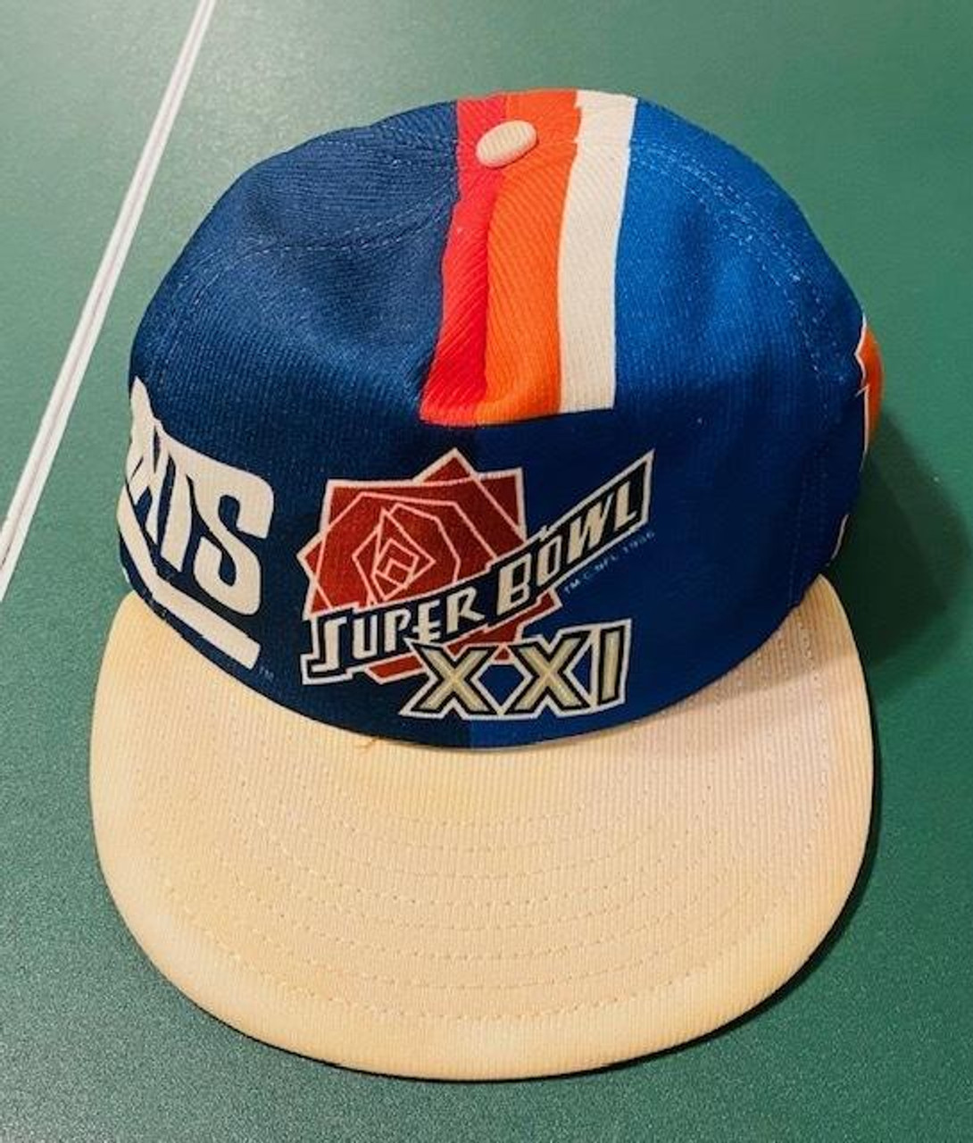 Super Bowl XXI Giants Broncos Logos Helmet Hat