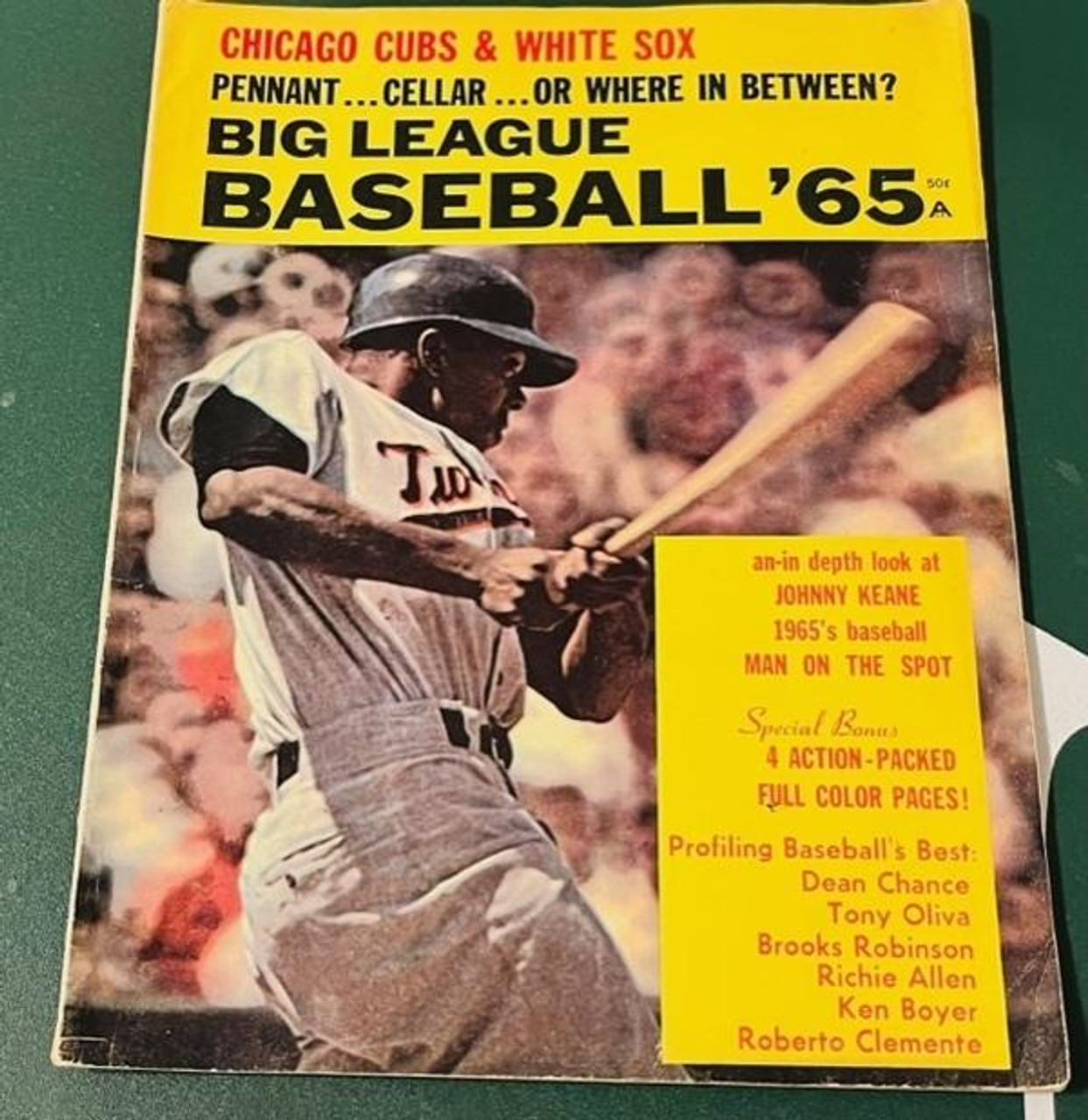 1965 Big League Baseball Yearbook Tony Oliva Twins Cover