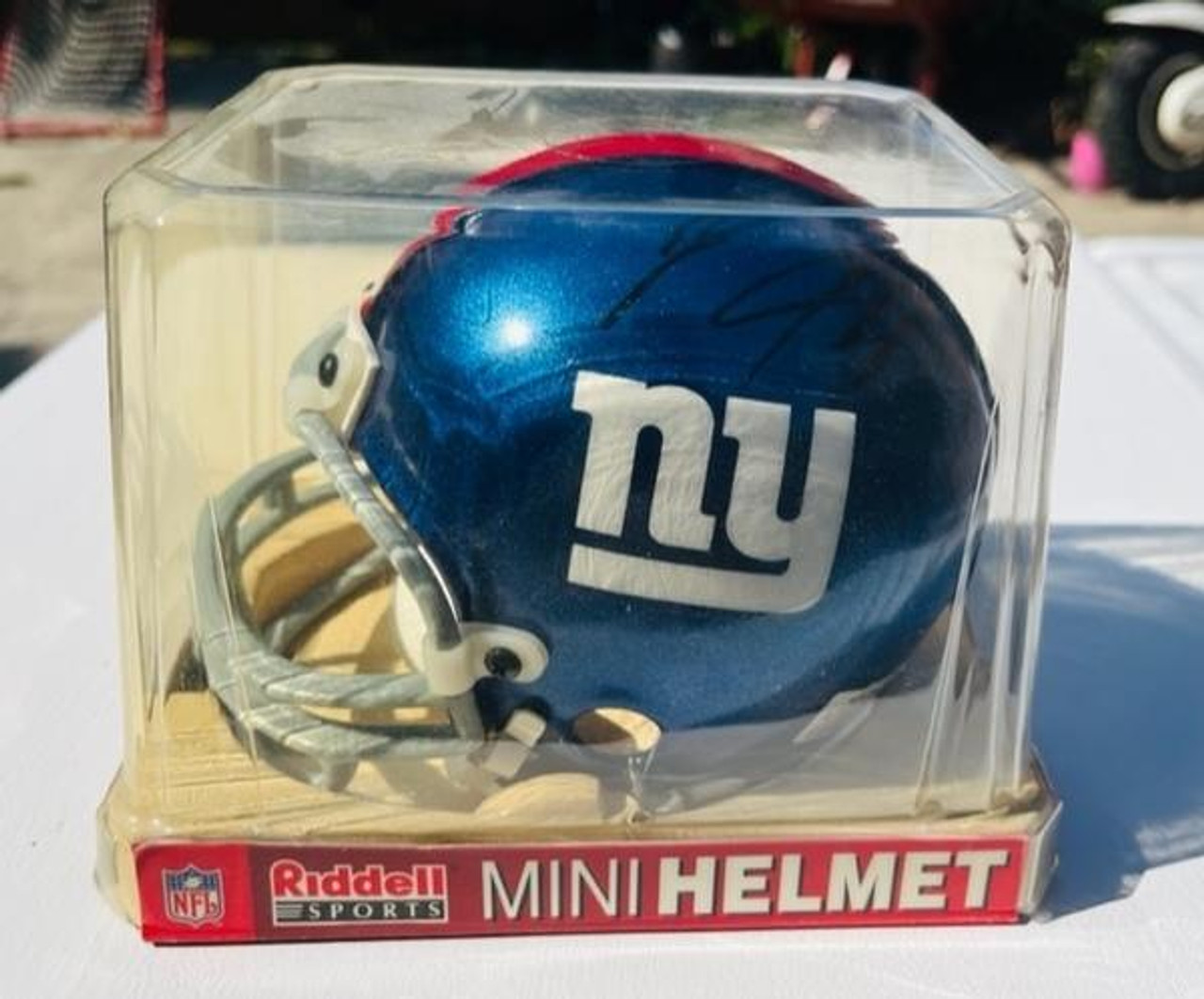 New York Giants NFL Rodney Hampton Autographed Mini Helmet