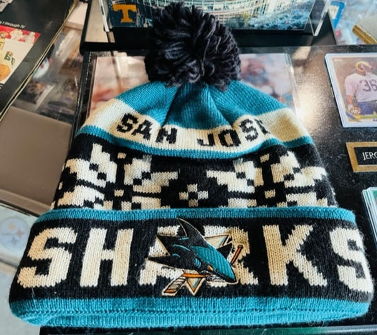 San Jose Sharks NHL Reebok Snowflake Cuffed Knit Hat