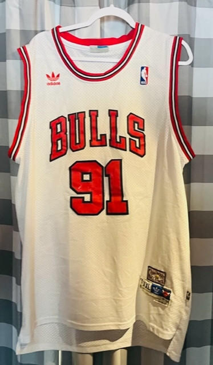 Chicago Bulls NBA Adidas Dennis Rodman White Jersey