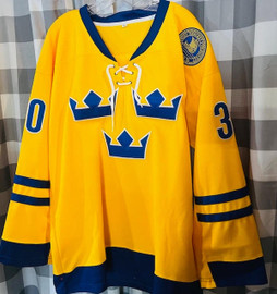 Team Sweden Hockey Henrik Lundqvist Sewn Name Number Jersey Mad Bros Hockey 