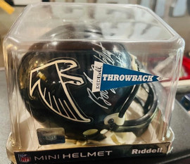 Atlanta Falcons NFL Bobby Hebert Auto Throwback Mini Helmet Riddell 095855979168