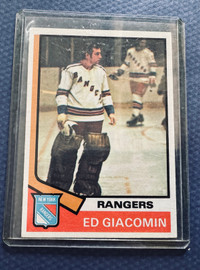 New York Rangers NHL 1974-1975 Ed Giacomin Team Card Authentic Original Vintage NM-Mint Condition New York Rangers NHL 1974-1975 Ed Giacomin Team Card