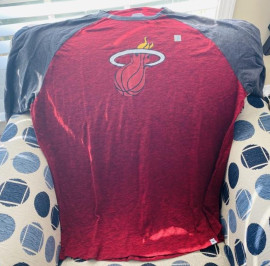 Miami Heat NBA Majestic 3/4 Sleeve Raglan Shirt New with Tags Adult XL