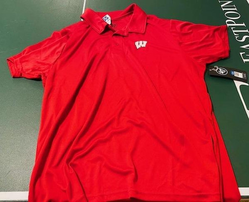 Wisconsin Badgers NCAA Red Embroidered Ace Polo Shirt 47 Brand