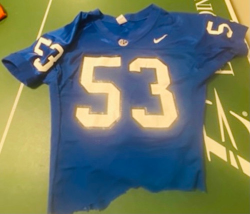 Kentucky Wildcats NCAA Vintage Game Worn Jersey #53 front back sleeves Vintage SEC logo at collar
