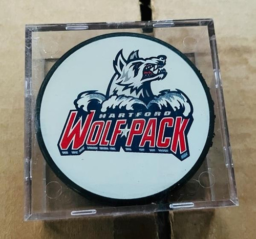Hartford Wolfpack AHL Authentic Game Used Puck InGlasCo