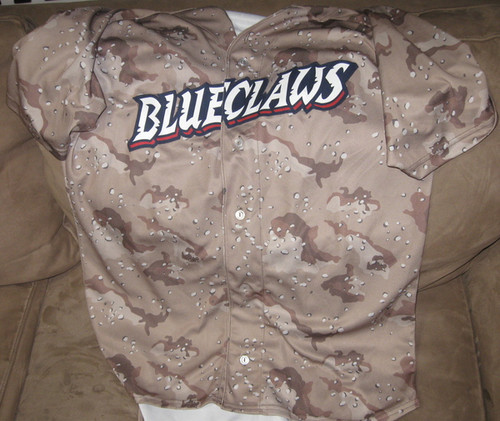 Lakewood Blueclaws MiLB Game Worn Camo Jersey Adult 46